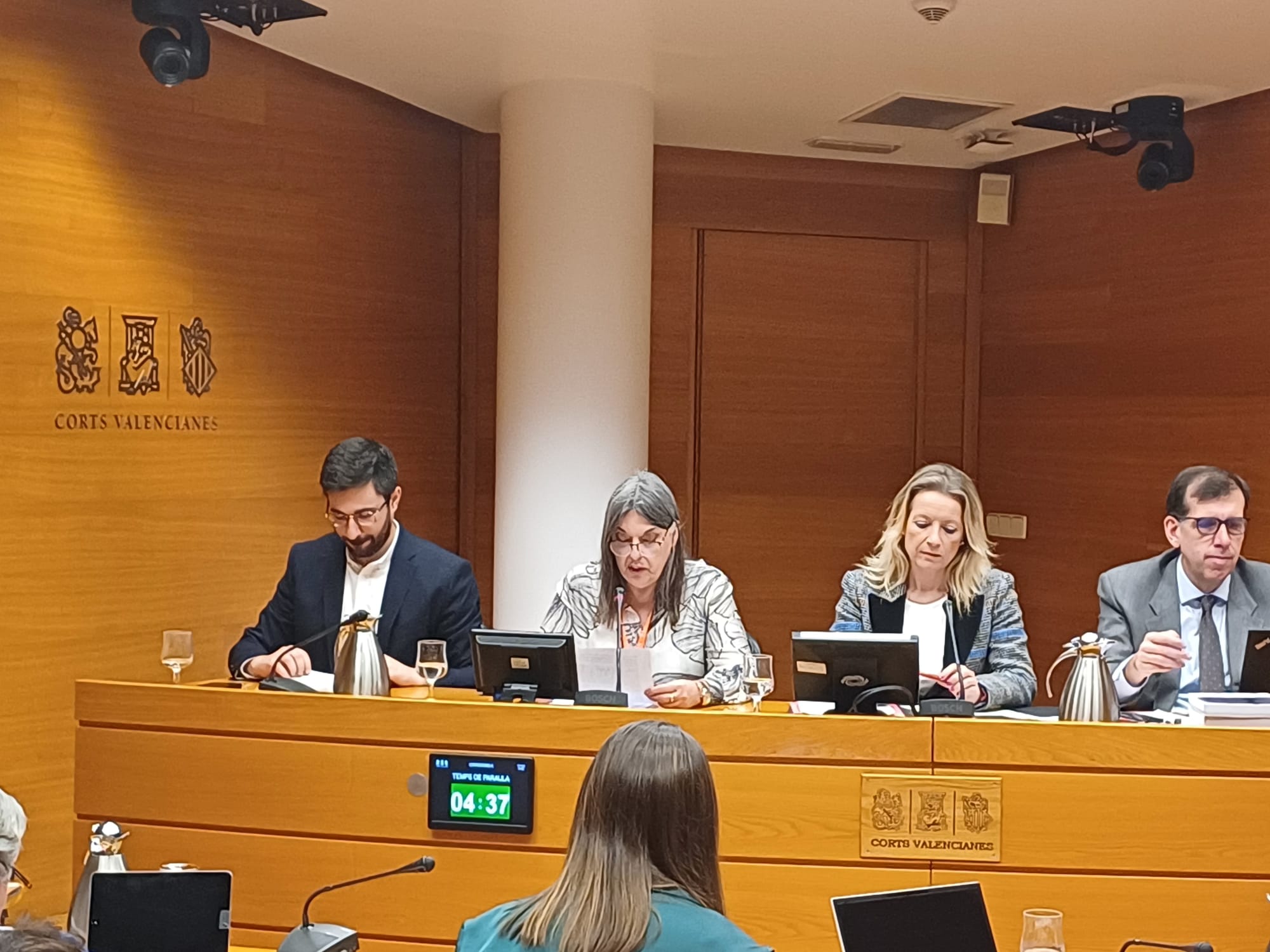 la secretaria de SATSE durante su comparecencia